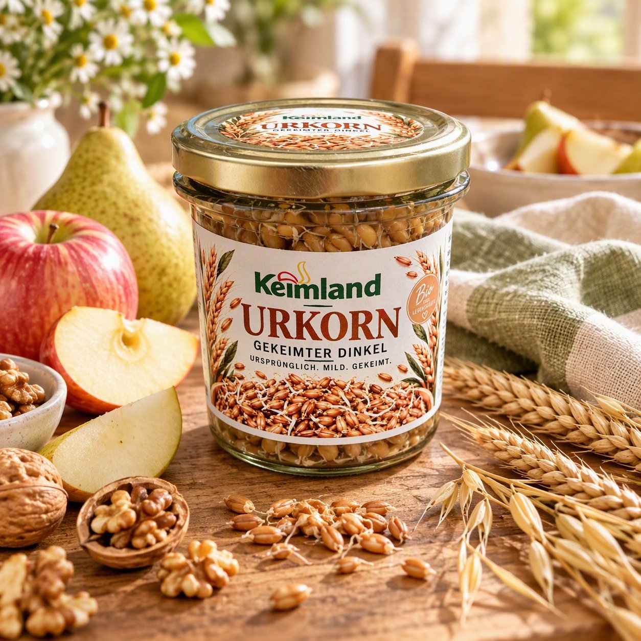 Keimland URKORN Dinkel Naturkeimlinge im Glas – Bild 2